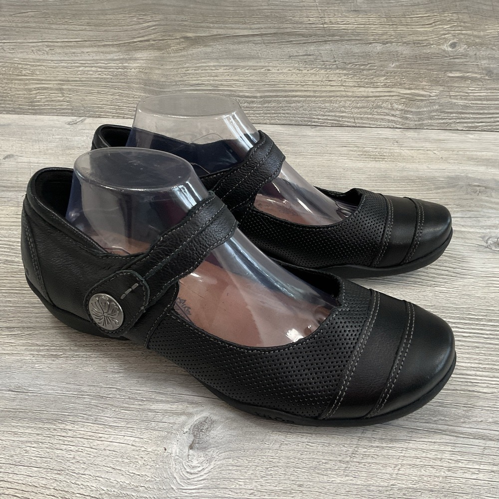 Taos Applause Black Leather Mary Jane Sandals Shoes BRB-13241 Women's US 9.5 W